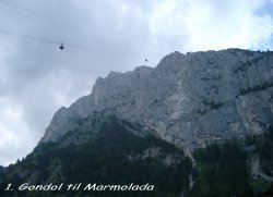 Den første af 3 lifte til toppen af Marmolada